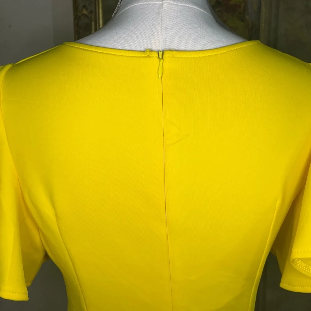 Elegant Yellow Ruffle Dress - Picture 14 of 16